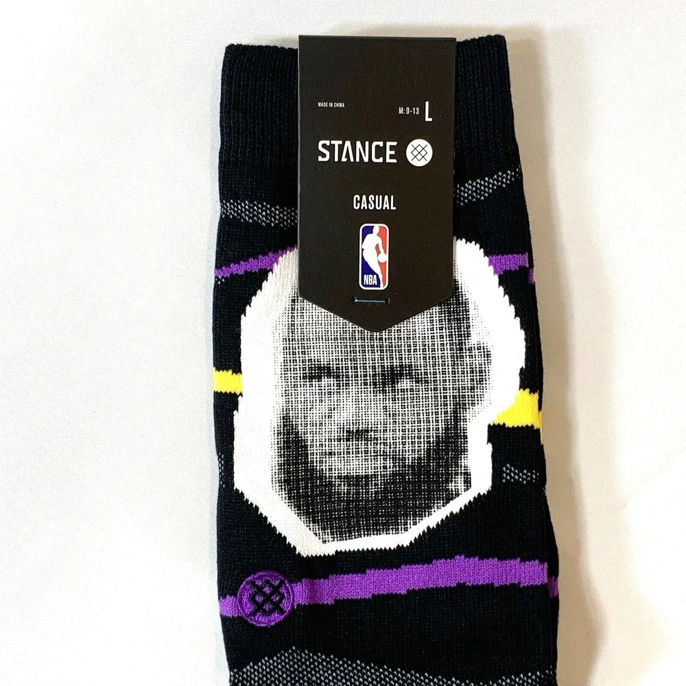 NEW Stance Socks Mens Large NBA Faxed LeBron James Crew Mid Cushion Cotton Blend